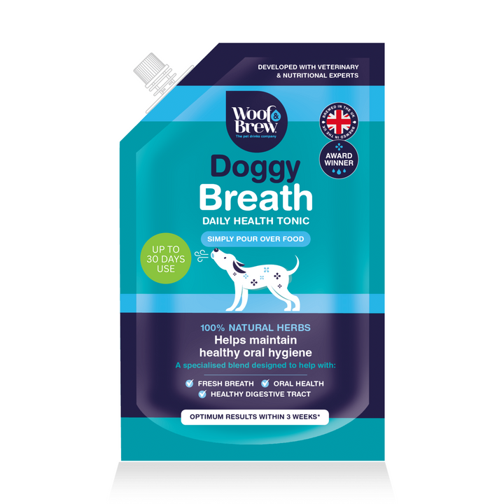 Doggy Breath by Woof & Brew for dogs with bad breath
