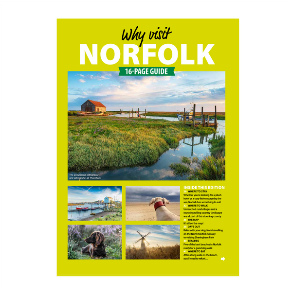 16-page guide on why visit Norfolk with scenic images and text.